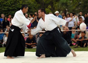 Takase Shihan demonstrating Aikido techniques.